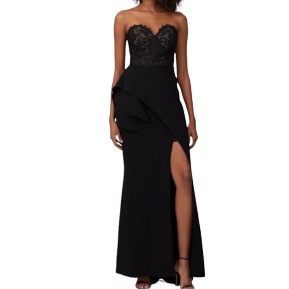 Badgley Mischka Sweetheart Lace Strapless Gown Size 6